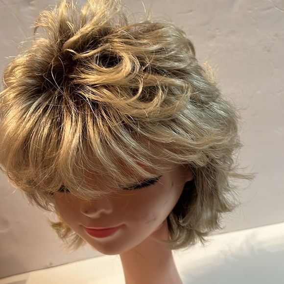 Rene of Paris Short Curly Pixie Wig  Ombré Blonde & Brown - Picture 5 of 10